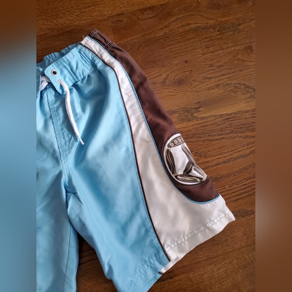 CRAZY 8 BOYS Small 5/6 blue/brown swim trunks - Picture 4 of 6